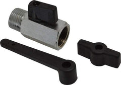 Midwest Control - 1/2" Pipe, Standard Port, Brass Miniature Ball Valve - 1 Piece, Inline - Two Way Flow, MNPT x FNPT Ends, Wedge Handle, 450 WOG - USA Tool & Supply