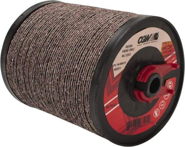 Camel Grinding Wheels - 4-1/2" Diam 7/8" Hole 24 Grit Fiber Disc - Very Coarse Grade, Aluminum Oxide, 13,300 Max RPM - USA Tool & Supply