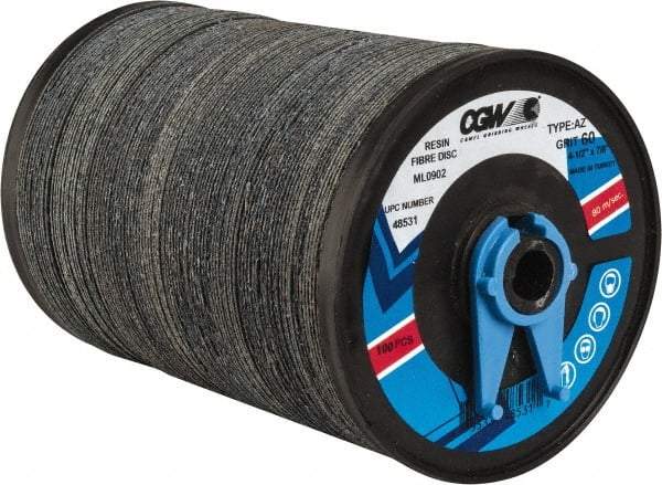 Camel Grinding Wheels - 4-1/2" Diam 7/8" Hole 60 Grit Fiber Disc - Medium Grade, Zirconia Alumina, 13,300 Max RPM - USA Tool & Supply