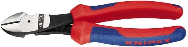 Knipex - 8" OAL, 1/8" Capacity, 1" Jaw Length x 1" Jaw Width, Diagonal Cutter Pliers - Oval Head, Ergo Two Component Handles - USA Tool & Supply