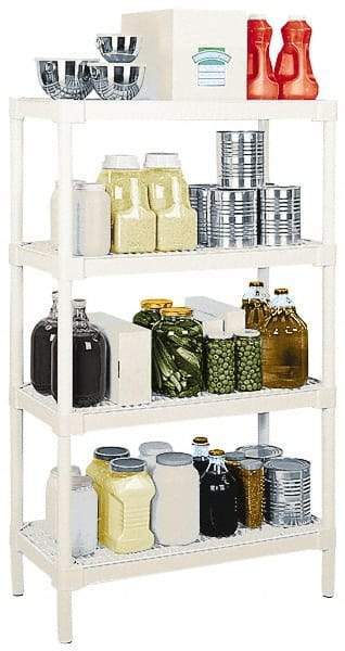 Continental - 56" High x 36" Wide x 18" Deep, 4 Shelf Ventilated Structural Open Plastic Shelving with Legs - Oyster, 150 Lb Capacity - USA Tool & Supply