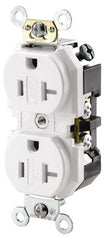 Leviton - 125 VAC 20A NEMA 5-20R Specification Grade White Straight Blade Duplex Receptacle - USA Tool & Supply