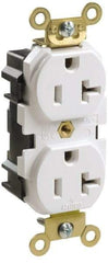 Leviton - 125 VAC, 15 Amp, 5-15R NEMA Configuration, Ivory, Industrial Grade, Self Grounding Duplex Receptacle - 1 Phase, 2 Poles, 3 Wire, Flush Mount, Impact and Tamper Resistant - USA Tool & Supply