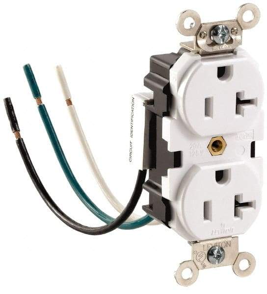 Leviton - 125 VAC, 15 Amp, 5-15R NEMA Configuration, Gray, Hospital Grade, Self Grounding Duplex Receptacle - 1 Phase, 2 Poles, 3 Wire, Flush Mount, Impact and Tamper Resistant - USA Tool & Supply
