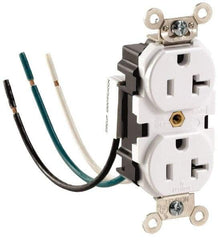 Leviton - 125 VAC, 15 Amp, 5-15R NEMA Configuration, Gray, Hospital Grade, Self Grounding Duplex Receptacle - 1 Phase, 2 Poles, 3 Wire, Flush Mount, Impact and Tamper Resistant - USA Tool & Supply