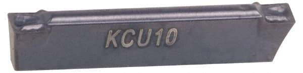 Kennametal - 0605A4G GUP Grade KCU25, 6.05mm Cutting Width Carbide Grooving Insert - 4.5mm Max Depth of Cut, Neutral, 0.8mm Corner Radius, AlTiN Finish - USA Tool & Supply