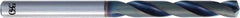 OSG - 19/64" 140° Solid Carbide Jobber Drill - WD1 Finish, Right Hand Cut, Spiral Flute, Straight Shank, 91mm OAL, Proprietary Point - USA Tool & Supply