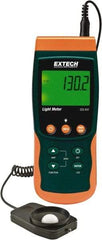 Extech - AA Batteries, 200 to 10,000 FC, LCD Display, Silicone Photodiode Light Meter - 4 Accuracy, Compatible with All Visible Light Lighting, SD Card - USA Tool & Supply