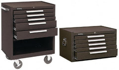 Kennedy - 5 Drawer, 2 Piece, Brown Steel Roller Cabinet Combo - USA Tool & Supply