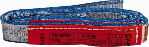 Lift-All - 4' Long x 1" Wide, 3,200 Lb Vertical Capacity, 2 Ply, Polyester Web Sling - 2,500 Lb Choker Capacity - USA Tool & Supply