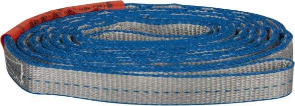 Lift-All - 12' Long x 1" Wide, 3,200 Lb Vertical Capacity, 2 Ply, Polyester Web Sling - 2,500 Lb Choker Capacity - USA Tool & Supply