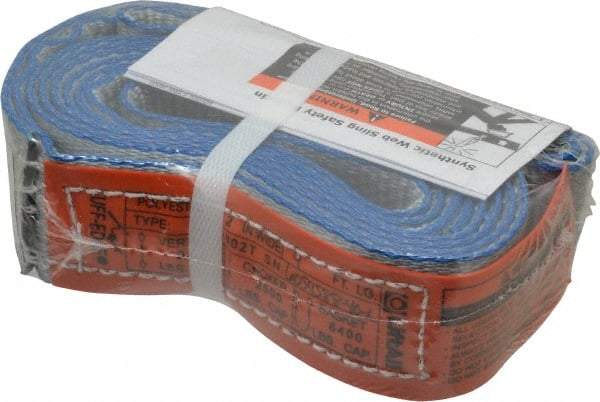Lift-All - 9' Long x 2" Wide, 3,200 Lb Vertical Capacity, 1 Ply, Polyester Web Sling - 2,500 Lb Choker Capacity - USA Tool & Supply