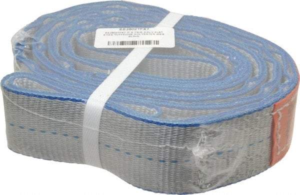 Lift-All - 7' Long x 2" Wide, 6,400 Lb Vertical Capacity, 2 Ply, Polyester Web Sling - 5,000 Lb Choker Capacity - USA Tool & Supply