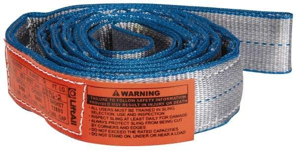 Lift-All - 9' Long x 2" Wide, 6,400 Lb Vertical Capacity, 2 Ply, Polyester Web Sling - 5,000 Lb Choker Capacity - USA Tool & Supply