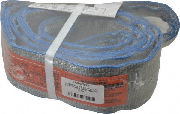 Lift-All - 7' Long x 3" Wide, 8,600 Lb Vertical Capacity, 2 Ply, Polyester Web Sling - 6,900 Lb Choker Capacity - USA Tool & Supply