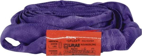 Lift-All - 6' Long x 1" Wide, 2,600 Lb Vertical Capacity, Polyester Web Sling - 2,100 Lb Choker Capacity, 5/8" Diam Chain, Purple - USA Tool & Supply