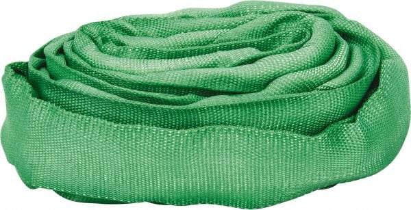 Lift-All - 6' Long x 1-3/8" Wide, 5,300 Lb Vertical Capacity, Polyester Web Sling - 4,200 Lb Choker Capacity, 7/8" Diam Chain, Green - USA Tool & Supply