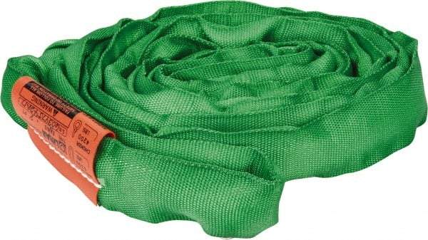 Lift-All - 8' Long x 1-3/8" Wide, Polyester Web Sling - 4,200 Lb Choker Capacity, 7/8" Diam Chain, Green - USA Tool & Supply