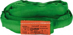 Lift-All - 9' Long x 1-3/8" Wide, Polyester Web Sling - 4,200 Lb Choker Capacity, 7/8" Diam Chain, Green - USA Tool & Supply