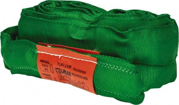 Lift-All - 10' Long x 1-3/8" Wide, Polyester Web Sling - 4,200 Lb Choker Capacity, 7/8" Diam Chain, Green - USA Tool & Supply