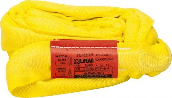 Lift-All - 6' Long x 1-3/4" Wide, Polyester Web Sling - 6,700 Lb Choker Capacity, 1-1/8" Diam Chain, Yellow - USA Tool & Supply