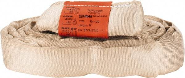 Lift-All - 8' Long x 1-7/8" Wide, Polyester Web Sling - 8,500 Lb Choker Capacity, 1-1/8" Diam Chain, Tan - USA Tool & Supply