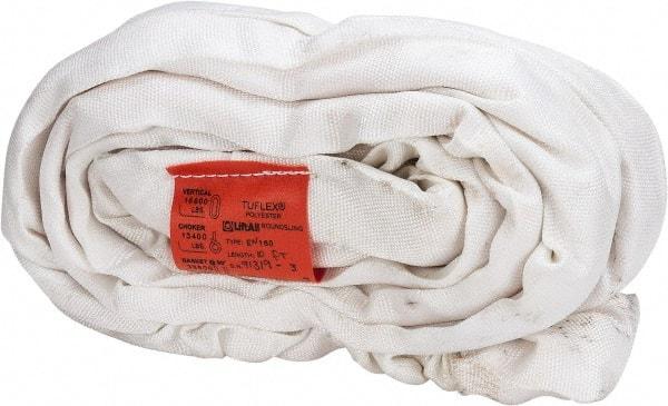 Lift-All - 10' Long x 2-1/8" Wide, Polyester Web Sling - 13,400 Lb Choker Capacity, 1-3/8" Diam Chain, White - USA Tool & Supply