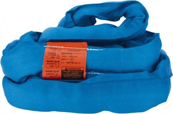 Lift-All - 10' Long x 2-5/8" Wide, Polyester Web Sling - 17,000 Lb Choker Capacity, 1-3/4" Diam Chain, Blue - USA Tool & Supply