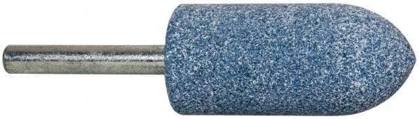 Tru-Maxx - 7/8" Head Diam x 2" Thickness, A11, Pointed Tree End, Aluminum Oxide Mounted Point - Blue, Medium Grade, 60 Grit, 25,420 RPM - USA Tool & Supply