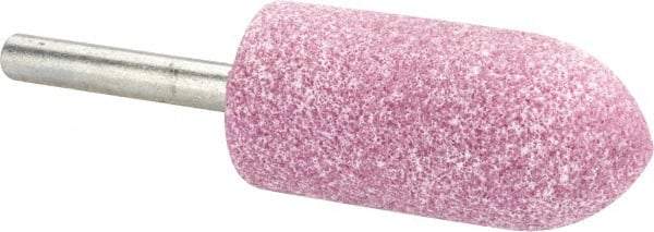 Tru-Maxx - 7/8" Head Diam x 2" Thickness, A11, Pointed Tree End, Aluminum Oxide Mounted Point - Pink, Medium Grade, 60 Grit, 25,420 RPM - USA Tool & Supply