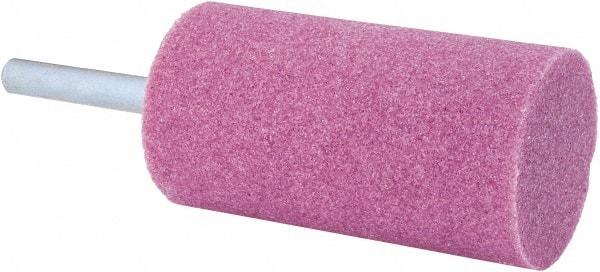 Tru-Maxx - 1-1/4" Head Diam x 2-1/2" Thickness, W233, Cylinder End, Aluminum Oxide Mounted Point - Pink, Medium Grade, 60 Grit, 14,250 RPM - USA Tool & Supply