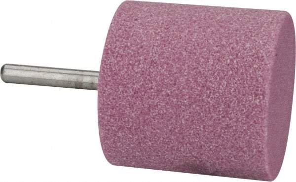 Tru-Maxx - 2" Head Diam x 2" Thickness, W244, Cylinder End, Aluminum Oxide Mounted Point - Pink, Medium Grade, 60 Grit, 11,750 RPM - USA Tool & Supply