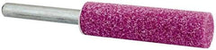 Tru-Maxx - 1/2" Head Diam x 2" Thickness, W189, Cylinder End, Aluminum Oxide Mounted Point - Pink, Medium Grade, 60 Grit, 26,830 RPM - USA Tool & Supply