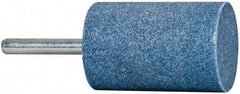 Tru-Maxx - 1-1/4" Head Diam x 2" Thickness, W232, Cylinder End, Aluminum Oxide Mounted Point - Blue, Medium Grade, 60 Grit, 14,250 RPM - USA Tool & Supply