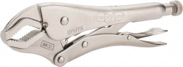 Irwin - 10" OAL Curved Jaw Locking Pliers - 3/4" Jaw Width, 2-1/4" Jaw Depth, 1-7/8" Jaw Opening, Standard Handle - USA Tool & Supply