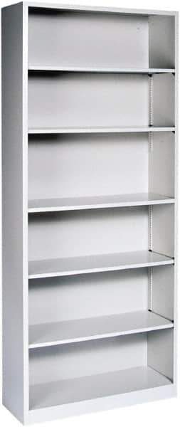 Hon - 6 Shelf, 81-1/8" High x 34-1/2" Wide Bookcase - 15-5/8" Deep, Steel, Light Gray - USA Tool & Supply