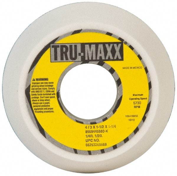 Tru-Maxx - 4" Diam, 1-1/4" Hole Size, 1-1/2" Overall Thickness, 80 Grit, Type 11 Tool & Cutter Grinding Wheel - Medium Grade, Aluminum Oxide, K Hardness, 5,730 RPM - USA Tool & Supply