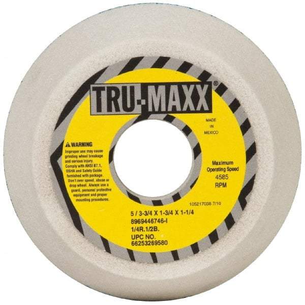 Tru-Maxx - 5" Diam, 1-3/4" Hole Size, 1-3/4" Overall Thickness, 46 Grit, Type 11 Tool & Cutter Grinding Wheel - Coarse Grade, Aluminum Oxide, I Hardness, 4,585 RPM - USA Tool & Supply