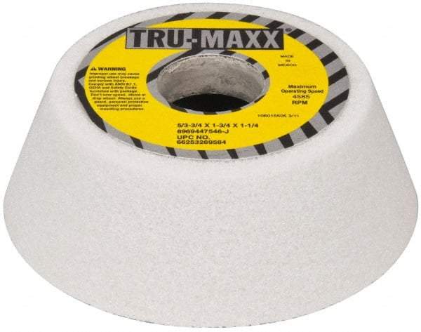 Tru-Maxx - 5" Diam, 1-3/4" Hole Size, 1-3/4" Overall Thickness, 46 Grit, Type 11 Tool & Cutter Grinding Wheel - Coarse Grade, Aluminum Oxide, J Hardness, 4,585 RPM - USA Tool & Supply