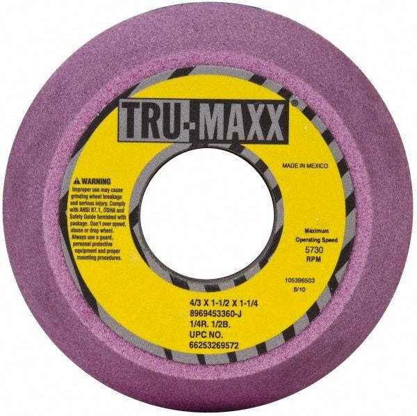 Tru-Maxx - 4" Diam, 1-1/4" Hole Size, 1-3/4" Overall Thickness, 60 Grit, Type 11 Tool & Cutter Grinding Wheel - Medium Grade, Aluminum Oxide, J Hardness, 5,730 RPM - USA Tool & Supply