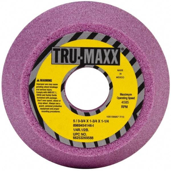 Tru-Maxx - 5" Diam, 1-1/4" Hole Size, 1-3/4" Overall Thickness, 46 Grit, Type 11 Tool & Cutter Grinding Wheel - Coarse Grade, Aluminum Oxide, I Hardness, 4,585 RPM - USA Tool & Supply