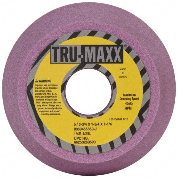 Tru-Maxx - 5" Diam, 1-1/4" Hole Size, 1-3/4" Overall Thickness, 60 Grit, Type 11 Tool & Cutter Grinding Wheel - Medium Grade, Aluminum Oxide, J Hardness, 4,585 RPM - USA Tool & Supply