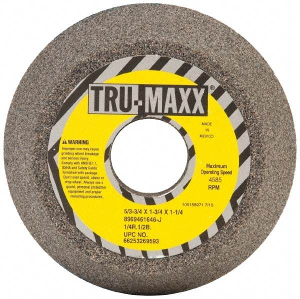 Tru-Maxx - 5" Diam, 1-1/4" Hole Size, 1-3/4" Overall Thickness, 46 Grit, Type 11 Tool & Cutter Grinding Wheel - Coarse Grade, Aluminum Oxide, J Hardness, 4,585 RPM - USA Tool & Supply