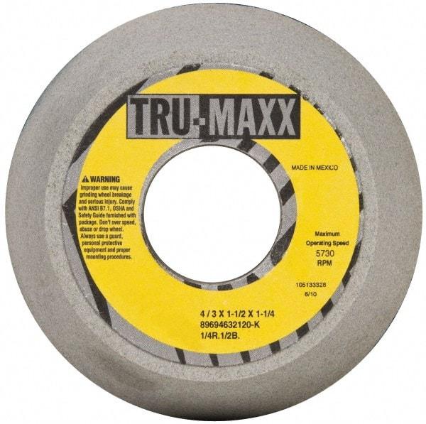 Tru-Maxx - 4" Diam, 1-1/4" Hole Size, 1-1/2" Overall Thickness, 120 Grit, Type 11 Tool & Cutter Grinding Wheel - Fine Grade, Aluminum Oxide, K Hardness, 5,730 RPM - USA Tool & Supply