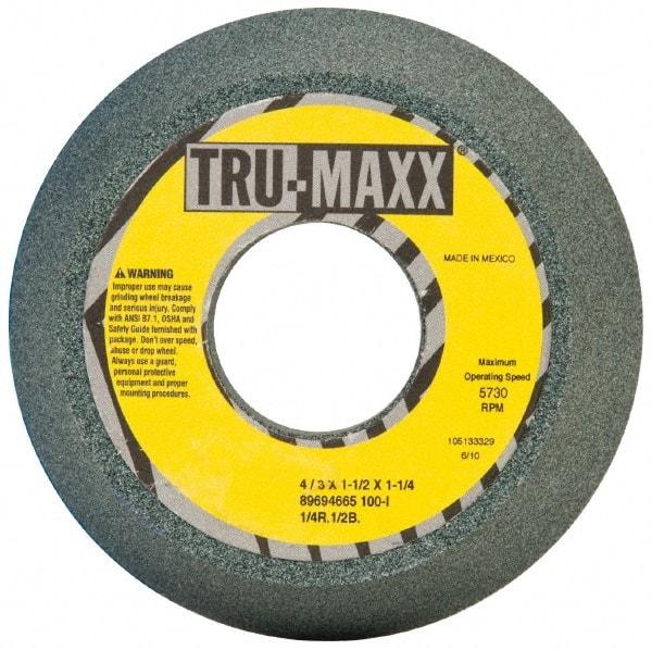 Tru-Maxx - 4" Diam, 1-1/4" Hole Size, 1-1/2" Overall Thickness, 100 Grit, Type 11 Tool & Cutter Grinding Wheel - Fine Grade, Silicon Carbide, I Hardness, 5,730 RPM - USA Tool & Supply