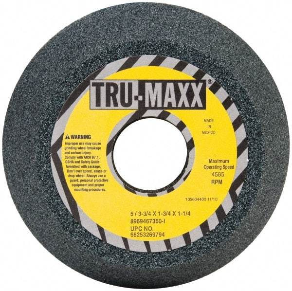 Tru-Maxx - 5" Diam, 1-1/4" Hole Size, 1-3/4" Overall Thickness, 60 Grit, Type 11 Tool & Cutter Grinding Wheel - Medium Grade, Aluminum Oxide, I Hardness, 4,585 RPM - USA Tool & Supply