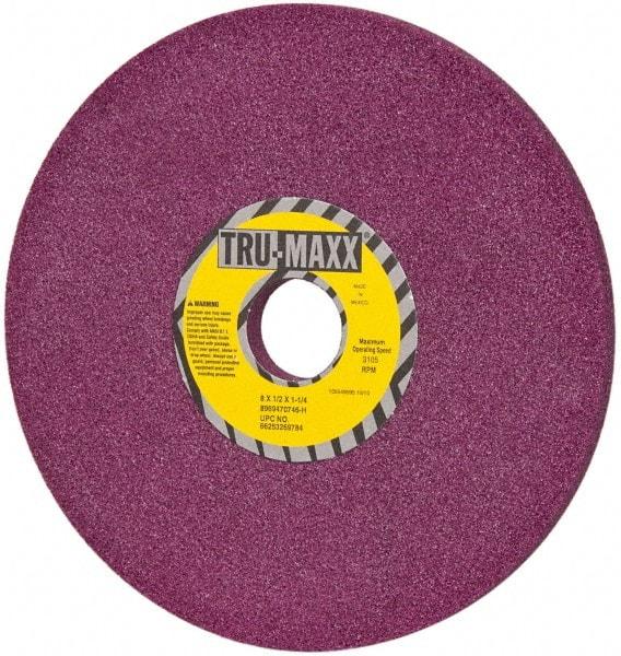 Tru-Maxx - 8" Diam x 1-1/4" Hole x 1/2" Thick, H Hardness, 46 Grit Surface Grinding Wheel - Aluminum Oxide, Type 1, Coarse Grade, 3,105 Max RPM, No Recess - USA Tool & Supply