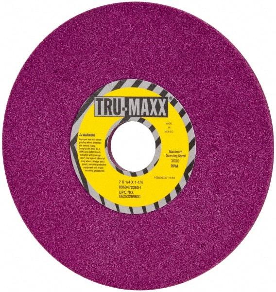 Tru-Maxx - 7" Diam x 1-1/4" Hole x 1/4" Thick, I Hardness, 60 Grit Surface Grinding Wheel - Aluminum Oxide, Type 1, Medium Grade, 3,600 Max RPM, No Recess - USA Tool & Supply