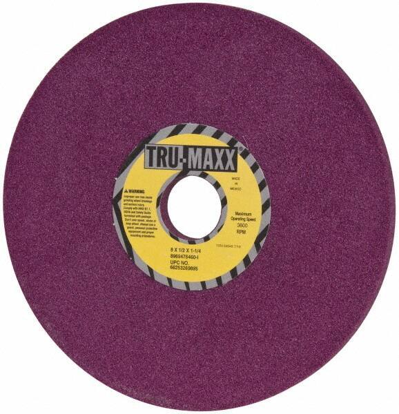 Tru-Maxx - 8" Diam x 1-1/4" Hole x 1/2" Thick, I Hardness, 60 Grit Surface Grinding Wheel - Aluminum Oxide, Type 1, Medium Grade, 3,600 Max RPM, No Recess - USA Tool & Supply
