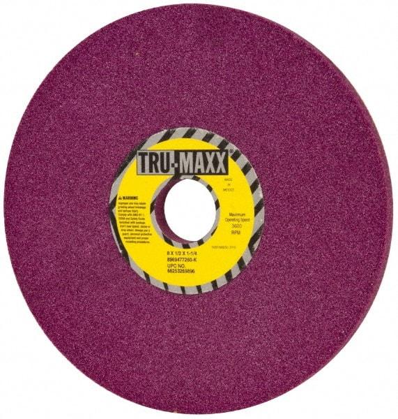 Tru-Maxx - 8" Diam x 1-1/4" Hole x 1/2" Thick, K Hardness, 60 Grit Surface Grinding Wheel - Aluminum Oxide, Type 1, Medium Grade, 3,600 Max RPM, No Recess - USA Tool & Supply